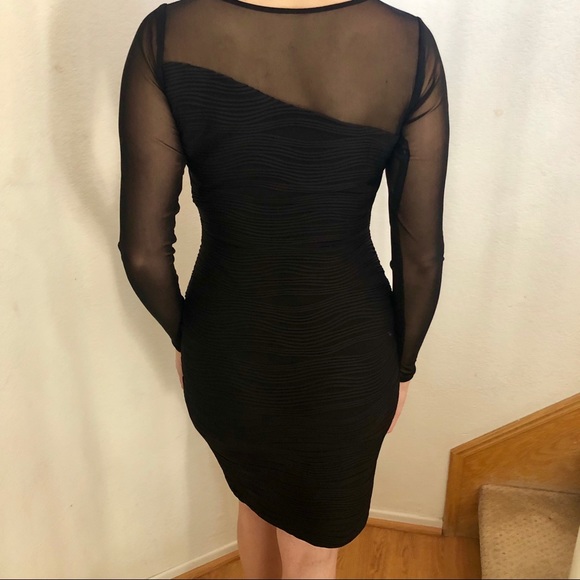 Never worn LBD, Stretchy, Long Sheer Sleeves - Picture 2 of 7
